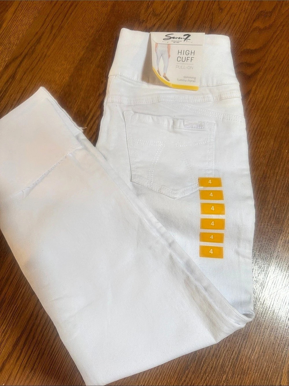 SEVEN7 Jeans NWT High Cuff Pull-On Skinny Pull-On Jeans in White fringe hem